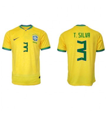 Brazylia Thiago Silva #3 Koszulka Podstawowych MŚ 2022 Krótki Rękaw
